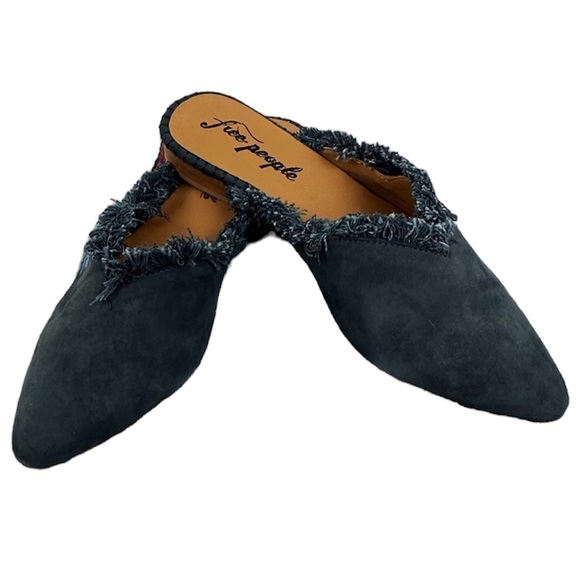 Free People Shoes - NWT Free People Newport Navy Fringed Pointed
Toe Mule Size 10/10.5